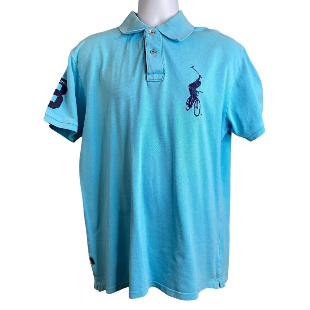 CHUNK Men's Blue Bike Cotton Polo Shirt XL British-Design Lightweight Activewear